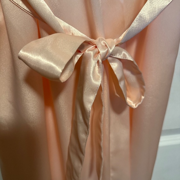 NWT Vintage Dentelle Pink Satin Long Robe Rose Lace Trim Size Large Deadstock - Picture 6 of 13